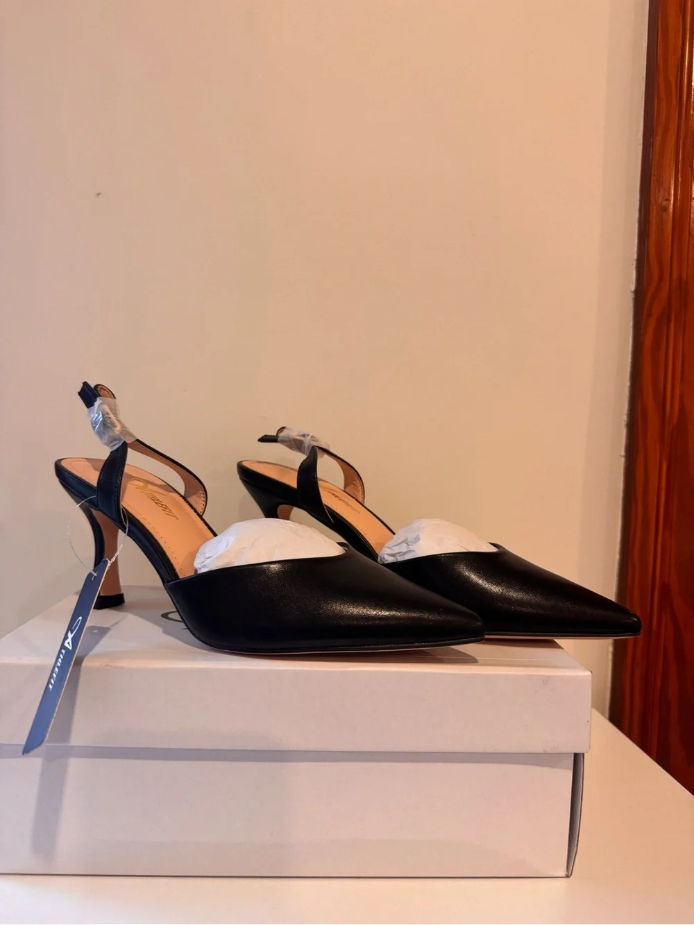 Black Pointed Slingback Heel
